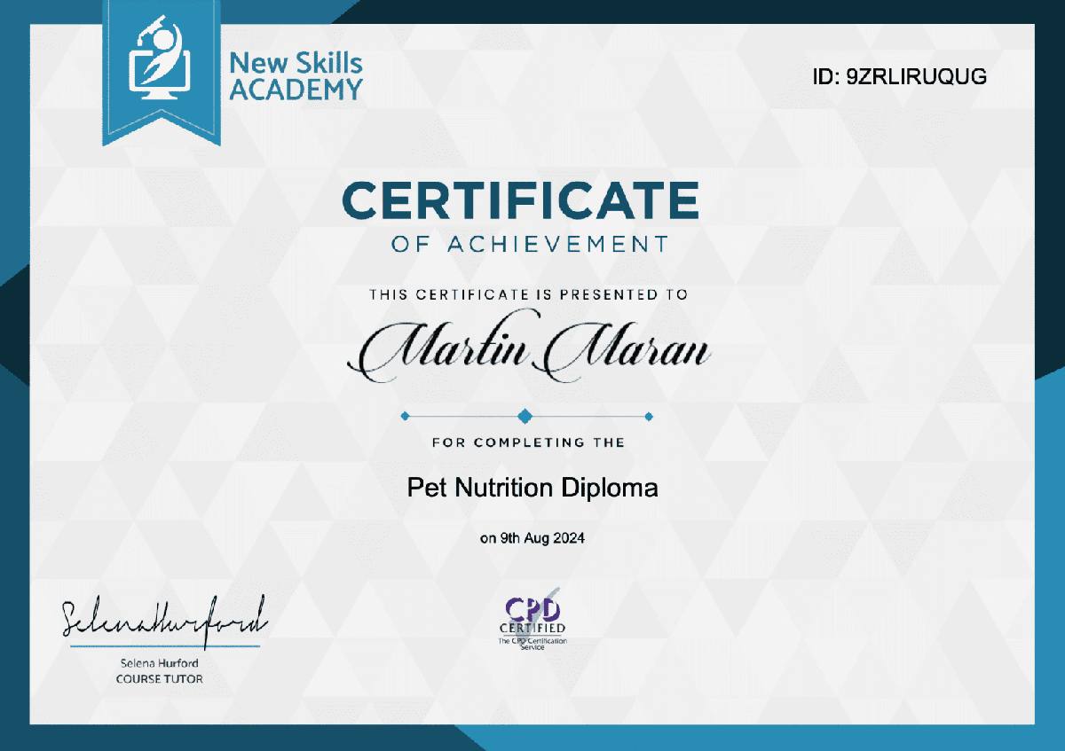 Martin Maran Pet Nutrition Diploma
